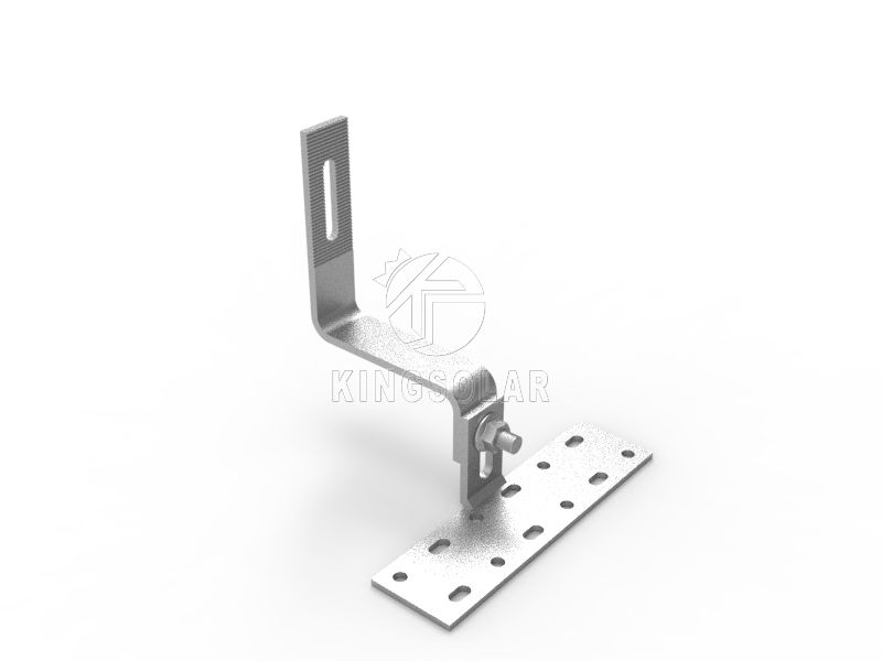 Solar mount bracket system for tiled roof with adjustable hooks