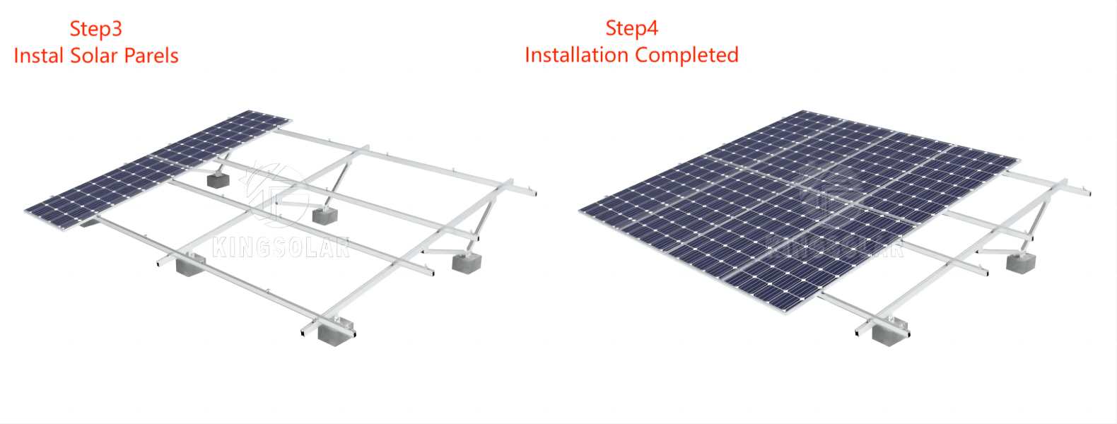 Aluminum solar panels ground mounting system