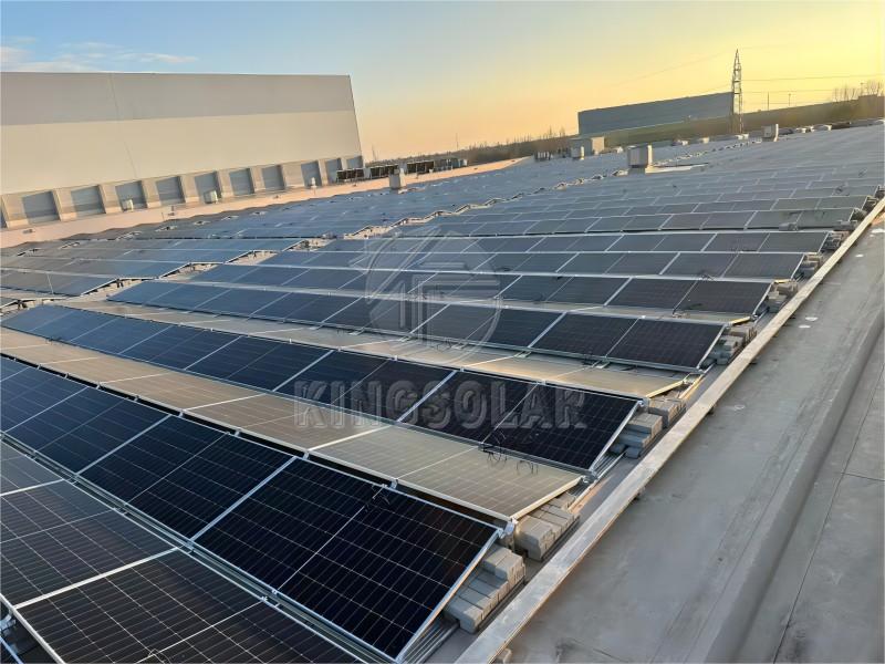 1MW-Flat roof matrix ballasted solar photovoltaic mounting system